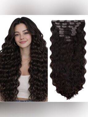 Goo Goo Dark Brown Human Hair Curly 22 Inch Clip In Hair Extensions